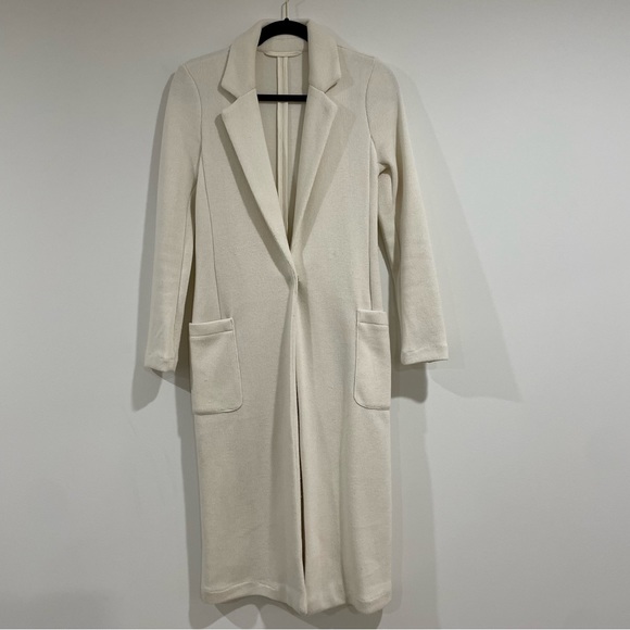 Manteau long maxi transitional sweater jacket coat with pockets & lapel size XS - Picture 2 of 5